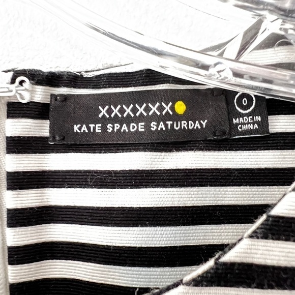 Kate Spade Saturday Let Loose Dress Fit Flare Black White Stripe Size 0 - Picture 4 of 12